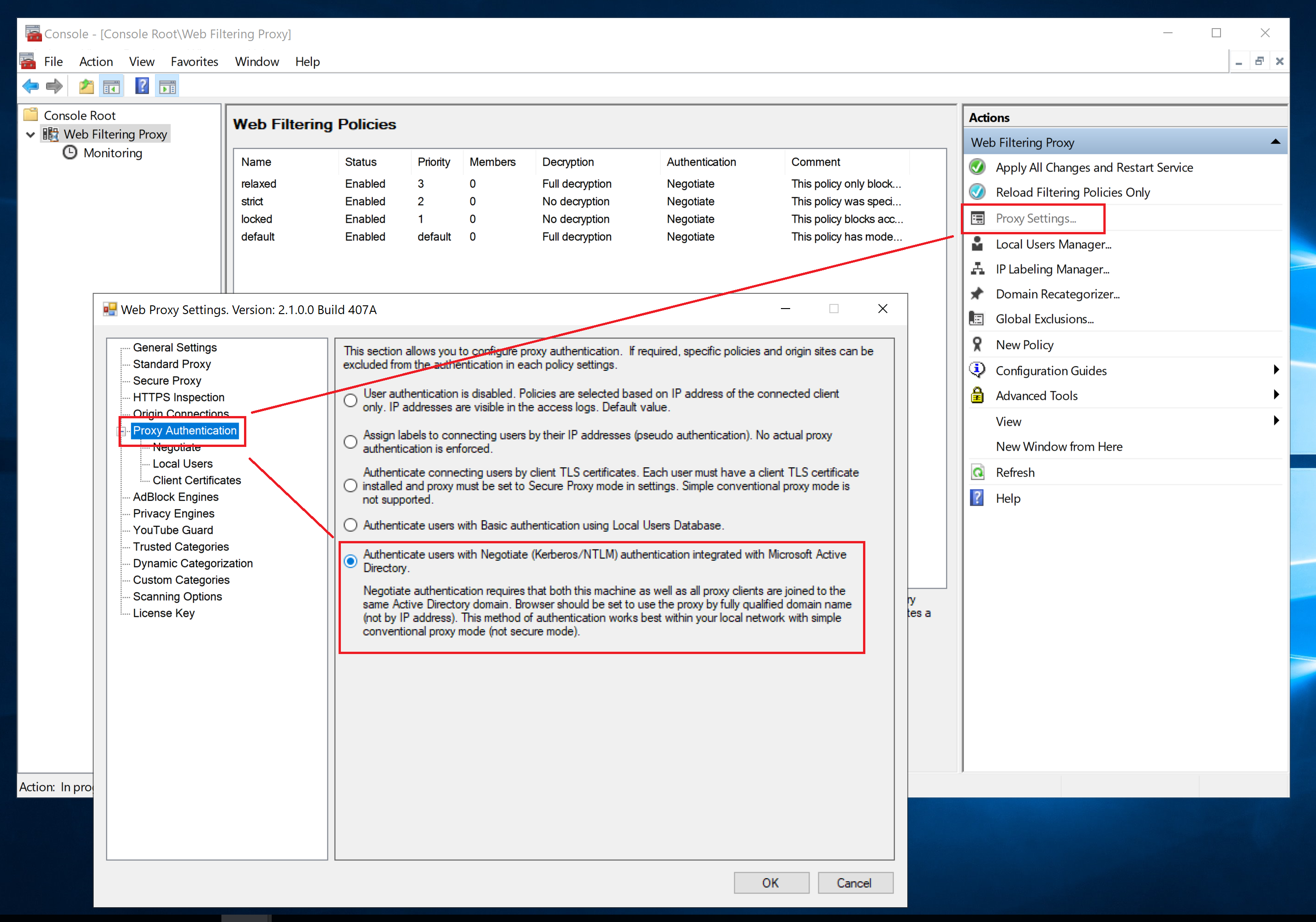 Proxy Authentication using Active Directory