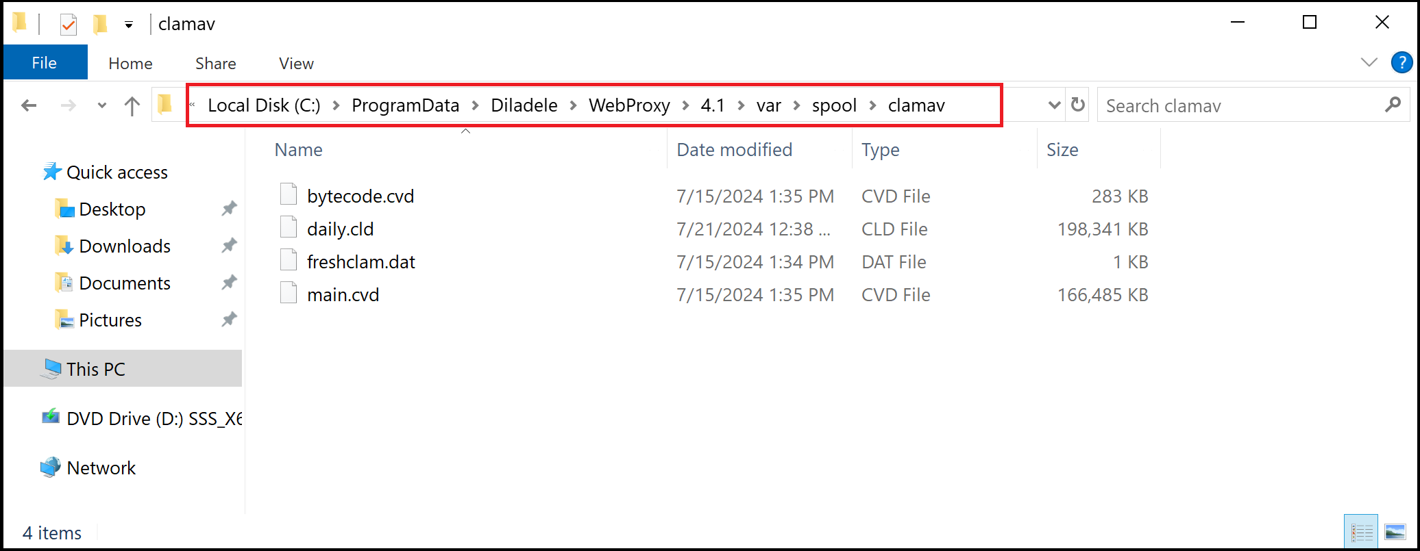 ClamAV Definition Storage