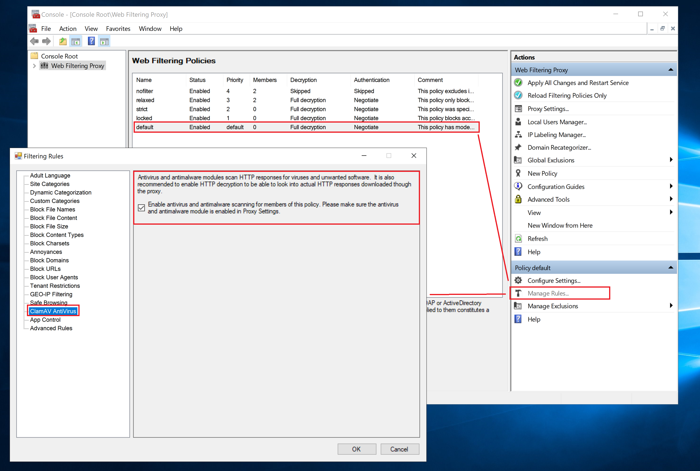 Enable AntiVirus Protection per Policy