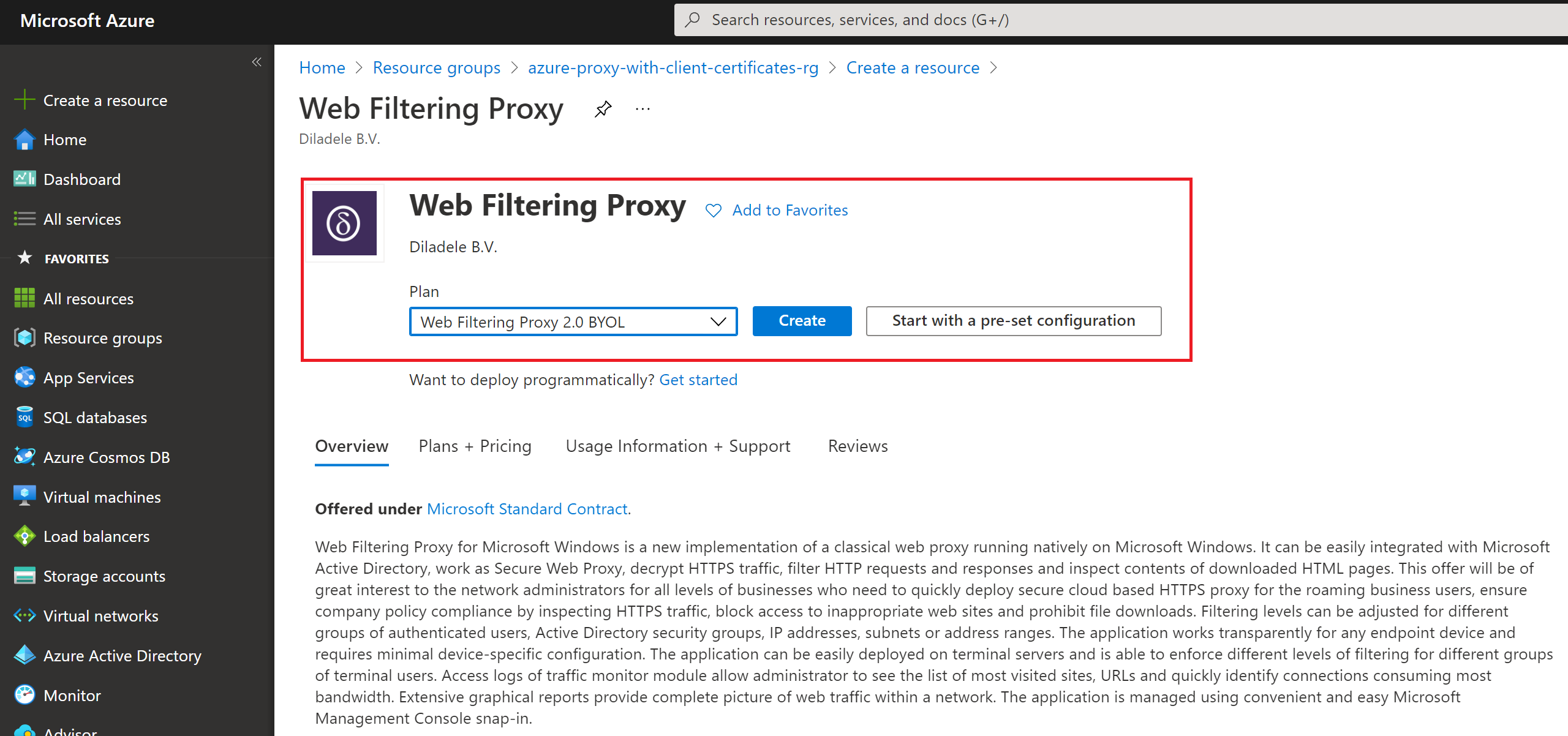 Create Web Filtering Proxy
