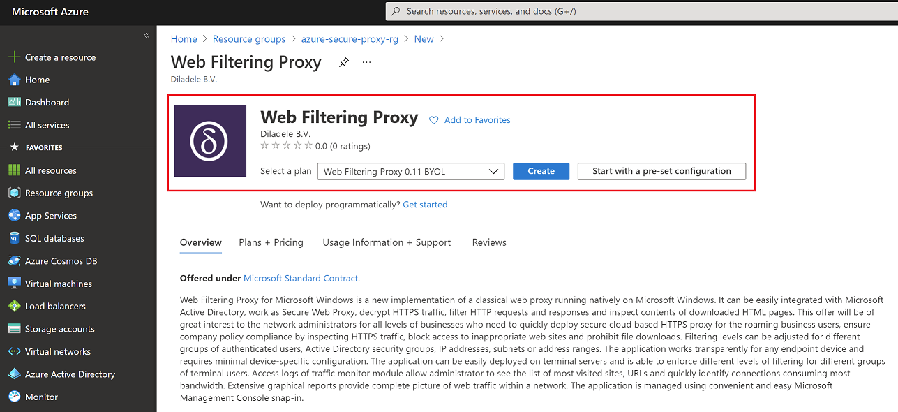 Create Web Filtering Proxy