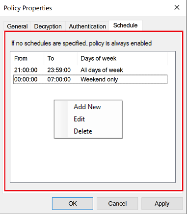 Edit Activation Schedule of a Policy